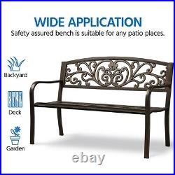 Outdoor Patio Bench Metal Bench Chair Garden Furniture for Park/Yard/Porch/Deck