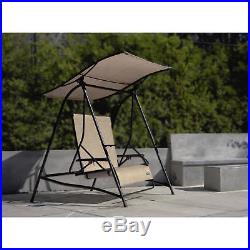 Outdoor Patio Canopy Swing Chair Metal Recliner Lounger 2-Person Yard Furniture