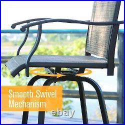 Outdoor Patio Chair Set of 2 Swivel Counter Height Chairs Tall Bar Chairs Stools