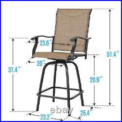 Outdoor Patio Chair Set of 2 Swivel Counter Height Chairs Tall Bar Chairs Stools