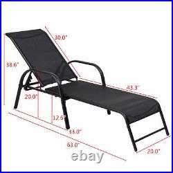 Outdoor Patio Chaise Lounge Chairs Sling Lounges Recliner Adjustable Back