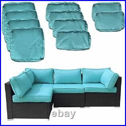 Outdoor Patio Cushions Replacement Covers for 10 piece sets Cyan (Only Cover)