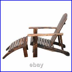 Outdoor Patio Deck Adirondack Chair Fir Wood Lounger Beach Seat Pool with Ottoman