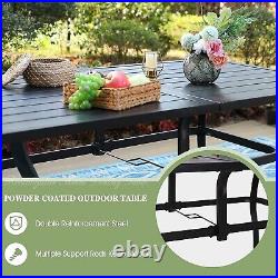 Outdoor Patio Dining Tables with Umbrella Hole for 6 Person Table Rectabgular