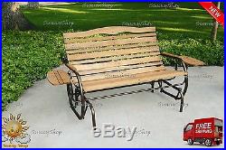 Outdoor Patio Double 2 Person Wood Glider Bench Porch Love Seat Swing Chair