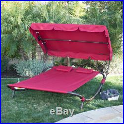 Outdoor Patio Double Wide Patio Pool Hammock Bed Lounger Burgundy