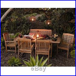 Outdoor Patio Extendable Teak Wood Dining Set 6 pc Table Bench Chair Furniture