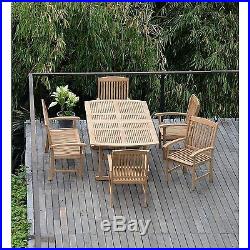 Outdoor Patio Extendable Teak Wood Dining Set 6 pc Table Bench Chair Furniture