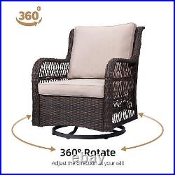 Outdoor Patio Furniture 360°Swivel Rocker Chair Set Rattan Chair Wicker Set of 3