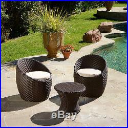 Outdoor Patio Furniture 3pc Brown Wicker Seating Set