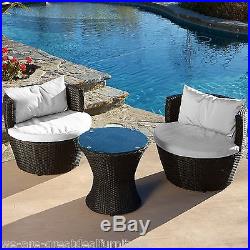 Outdoor Patio Furniture 3pc Stacking Wicker Seating Chat Set