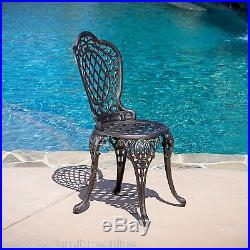 Outdoor Patio Furniture 3pcs Cast Aluminum Bistro Set in Antique Bronze