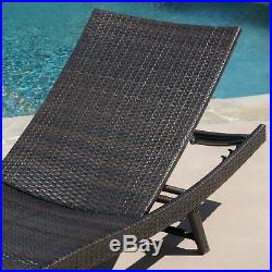 Outdoor Patio Furniture 6pc Brown PE Wicker Chaise Lounge Chairs with Side Tables