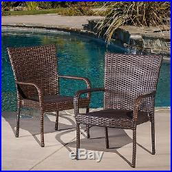 Outdoor Patio Furniture 7pc Multibrown All-Weather Wicker Dining Set