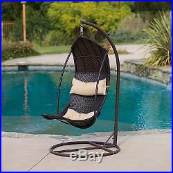 Outdoor Patio Furniture Brown PE Wicker Swinging Lounge Chair