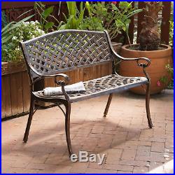 Outdoor Patio Furniture Cast Aluminum Garden Bench in Antique Copper