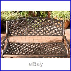 Outdoor Patio Furniture Cast Aluminum Garden Bench in Antique Copper