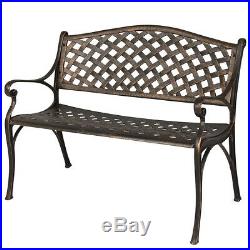 Outdoor Patio Furniture Cast Aluminum Garden Bench in Antique Copper, Bronze
