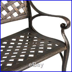 Outdoor Patio Furniture Cast Aluminum Garden Bench in Antique Copper, Bronze