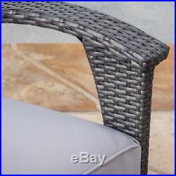 Outdoor Patio Furniture Grey Wicker Luxury 4pc Sofa Seating Set