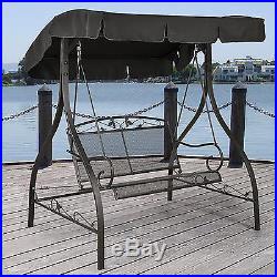 Outdoor Patio Furniture Metal Porch Swing Canopy Garden Seat Hammock Yard Iron