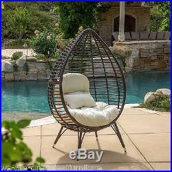 Outdoor Patio Furniture Multibrown Wicker Lounge Teardrop Chair with Cushion