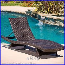 Outdoor Patio Furniture PE Wicker Adjustable Pool Chaise Lounge Chair