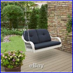 Outdoor Patio Furniture Rattan Canopy Swing Backyard 2 Seat Bench Wicker Yard