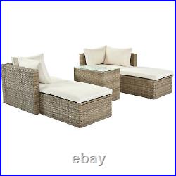 Outdoor Patio Furniture Set 5X Wicker Rattan Sectional Sofa Set Brown &Beige