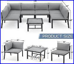 Outdoor Patio Furniture Set Metal Patio Sectional Conversation Sofa with Cushion