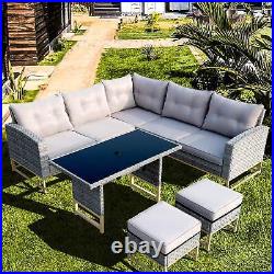 Outdoor Patio Furniture Set Sectional Sofa Couch with Dining Table and Chair