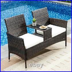 Outdoor Patio Furniture Set Wicker Loveseat with Cushion Rattan Patio Chairs