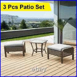 Outdoor Patio Furniture Sets Rattan Wicker Sofa Ottoman Couch Chairs Table Gray