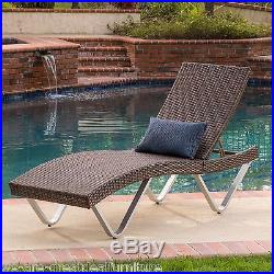 Outdoor Patio Furniture Single Adjustable Brown PE Wicker Chaise Lounge Chair