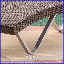 Outdoor Patio Furniture Single Adjustable Brown PE Wicker Chaise Lounge Chair