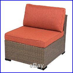 Outdoor Patio Furniture Wicker Sofa Set Cushioned Couch Maple Leaf With 2 Pillows