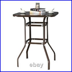 Outdoor Patio Garden Wrought Iron Bar Pub Square Table Dining Brown Furniture