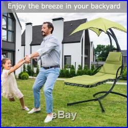 Outdoor Patio Hanging Chaise Lounge Chair Hammock Swing Arc Stand Canopy Cushion