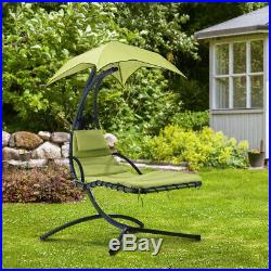 Outdoor Patio Hanging Chaise Lounge Chair Hammock Swing Arc Stand Canopy Cushion