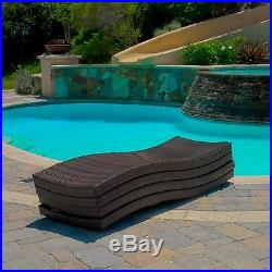 Outdoor Patio Pool Adjustable Brown Wicker Chaise Lounge Chair