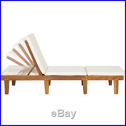 Outdoor Patio Poolside Furniture Set Of 2 Acacia Wood Chaise Lounge