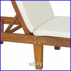 Outdoor Patio Poolside Furniture Set Of 2 Acacia Wood Chaise Lounge