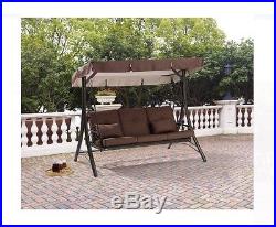 Outdoor Patio Porch 3 Person Seat Swing Hammock Furniture With Canopy Cushions