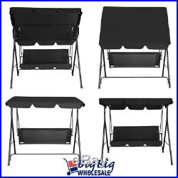 Outdoor Patio Porch Swing Canopy Chair Lounge Hammock 3-Person Seat Black