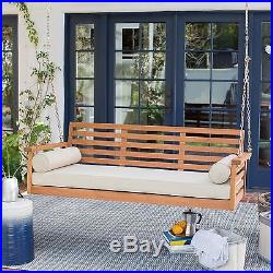 Outdoor Patio Porch Swing Hanging Bed Wood Chair Seat Cushions Wooden Swings