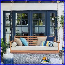 Outdoor Patio Porch Swing Hanging Bed Wood Chair Seat Cushions Wooden Swings