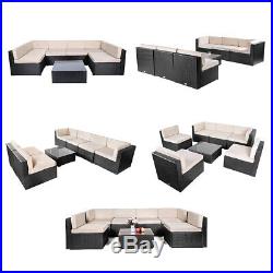 Outdoor Patio Rattan Wicker Sofa Cushioned Sectional Furniture Conversatio Set