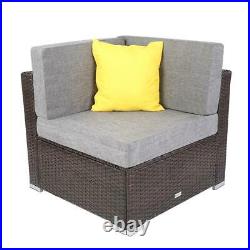 Outdoor Patio Sectional Furniture PE Wicker Rattan Corner Sofa with Cushioned