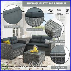 Outdoor Patio Sectional Rattan Furniture Sofa Set with Storage Box Set of 4