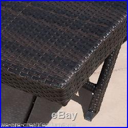 Outdoor Patio Set of 2 Brown PE Wicker Adjustable Chaise Lounge Chairs